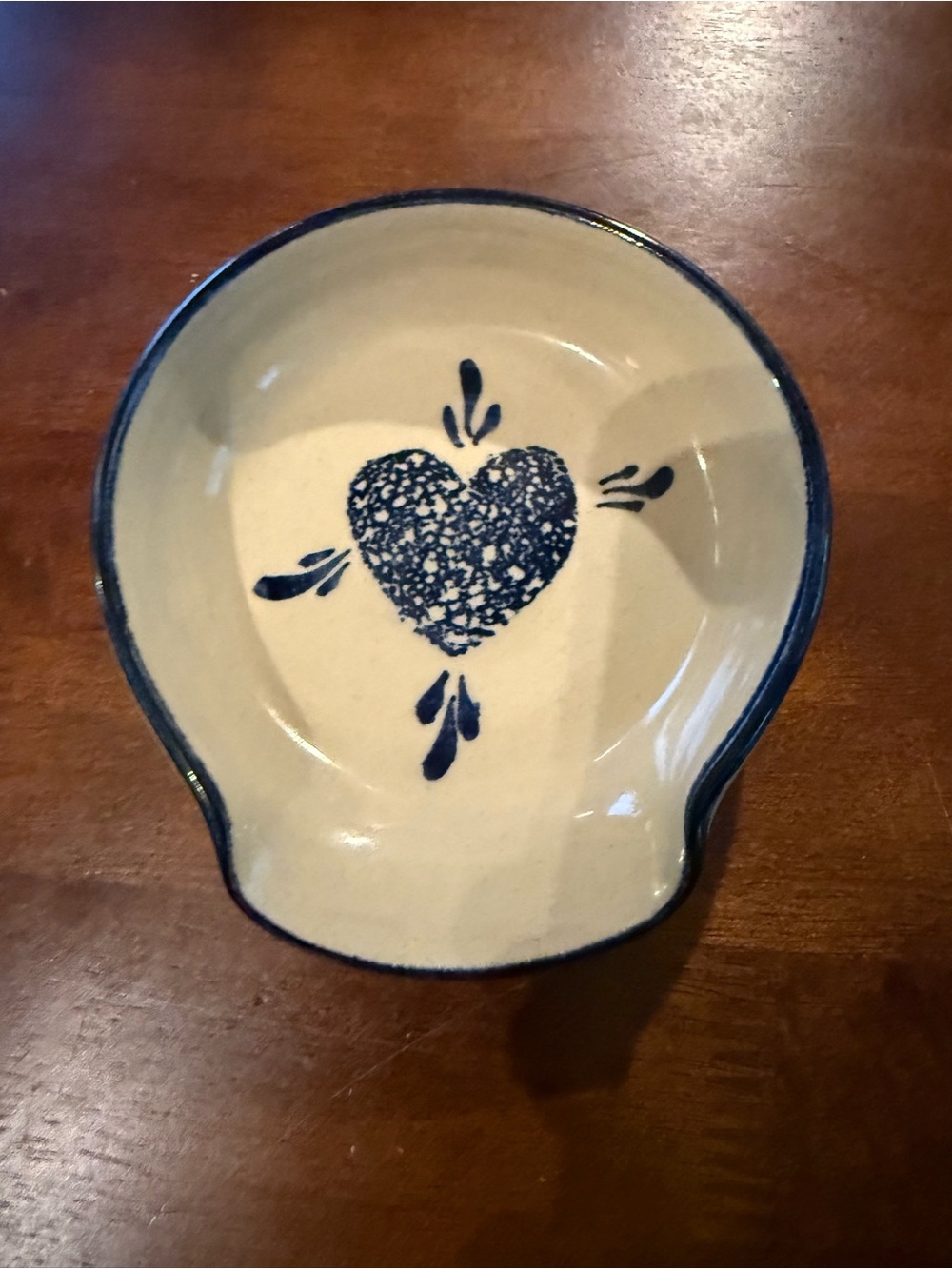 Blue Heart Ceramic Spoon Rest - Home Dining
